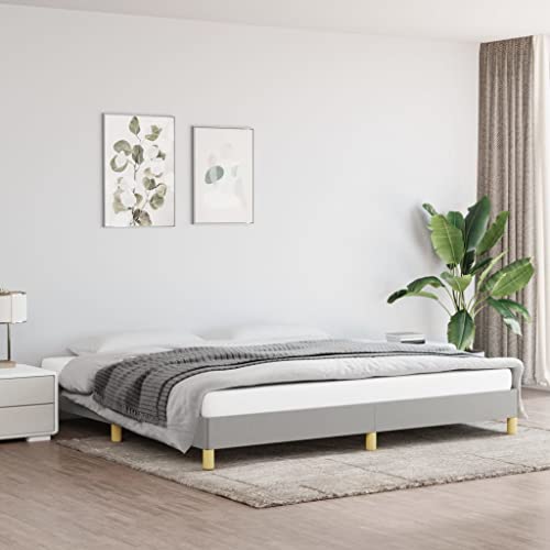 QZZCED Estructura de Cama Tapizada Gris Claro 200x200 cm, Base de Cama con Patas Robustas y Listones de Madera para Distribución del Peso, Soporte Firme y Estable, Montaje Fácil,