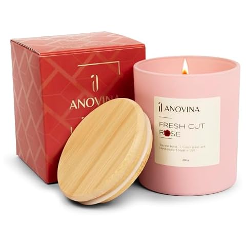 Anovina Fresh Cut Roses Scented Candle – Soy Blend with Elegant Gift Box – Rose Candle Gift for Women Cover