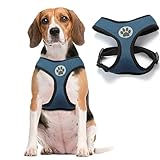 BINGPET Soft Mesh Dog Harness Pet Walking Vest Puppy Padded Harnesses Adjustable, Navy Medium