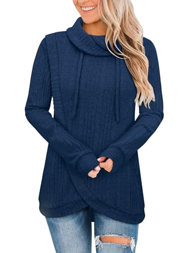 Image of Bulotus Tunic Sweaters for Women 2025 Turtleneck Sweater Pullover Lightweight Warm Tunic Tops for Leggings Loose Fit