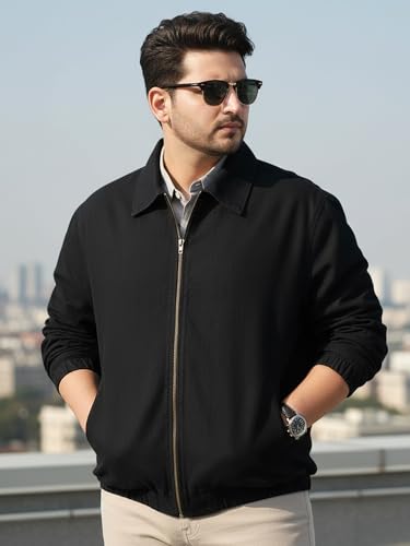 Image of Urbano Plus Men's Relaxed Fit Full Sleeve Harrington Denim Jacket