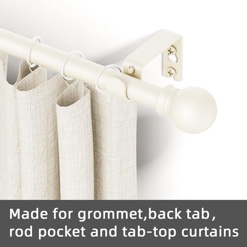Image of GXOACKJ Curtain Rods for windows 28-78 inch, 5 /8 inch Decorative Ivory White Splicing Heavy Duty Metal Curtain Rod set with Brackets