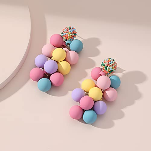 Acrylic ball Beads Dangle Earrings for Women,Colorful Statement Earring Cute Candy Colored Drop Dangle Geometric Jewelry Earrings For Gift Party3