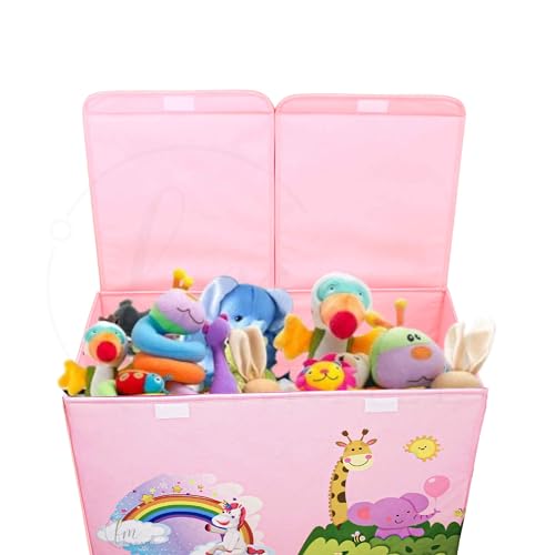 Bau De Brinquedos Caixa Organizadora Montável Estampado Estruturada 60x40 Ideal Para Quarto Infantil (ROSA)