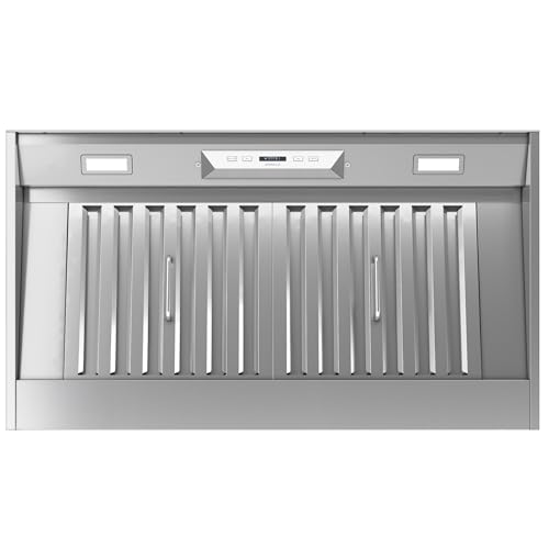 Zephyr 36 inch Built In/Insert Range Hood Essentials Power Monsoon I - 600 CFM Powerful Kitchen Cabinet Vent Hood Ducted/Ductless - Airflow Control and Stainless Steel Filter, LED Lights AK9234CS