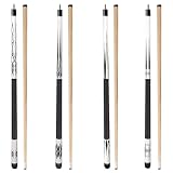 GSE Games & Sports Expert 58' 2-Piece Hardwood Billiard Pool Cue Sticks for Men/Women, Set of 4 Pool Cues Sticks for House or Commercial/Bar Use, 18/19/20/21 Oz Each (106set, White)