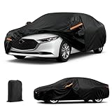 Car Cover for Mazda 3 2003-2026, 6 Layers Waterproof Car Covers with Zipper Door & Windproof Bands All Weather Cover for Snow Rain Dust Hail Leaves Bird droppings Protection