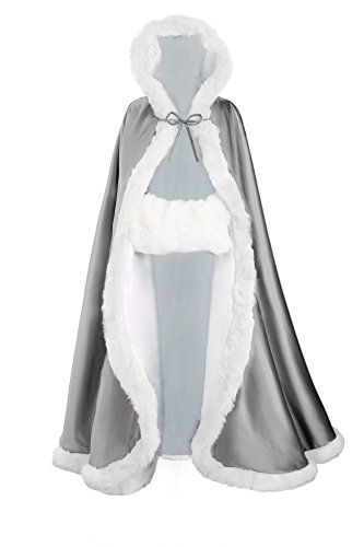 BEAUTELICATE Wedding Cape Hooded Cloak for Bride Winter Reversible with Fur Trim Free Hand Muff product thumbnail 11