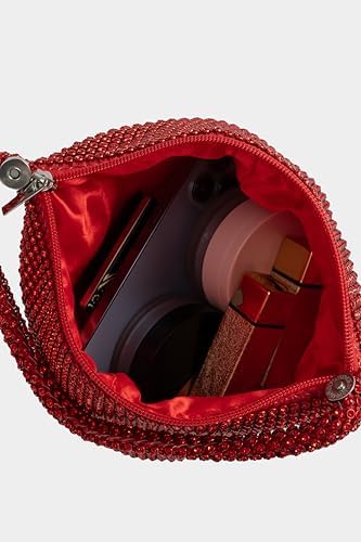 BABEYOND Torebka Clutch z lat 20. z brokatem pawia, brokatowa torebka sekwynowa dla kobiet, torebka wieczorowa z perłami, lat 20., akcesoria kostiumowe Gatsby, torebka ślubna, na imprezę, Czerwony