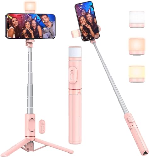 HOLD UP Selfie Stick Tripod with Fill Light,Extendable Selfie Stick 30″ & Flexible Phone Tripod Stand with Wireless Remote Pink HOLD UP Selfie Stick Tripod with Fill Light,Extendable Selfie Stick 30″ & Flexible Phone Tripod Stand with Wireless Remote Pink