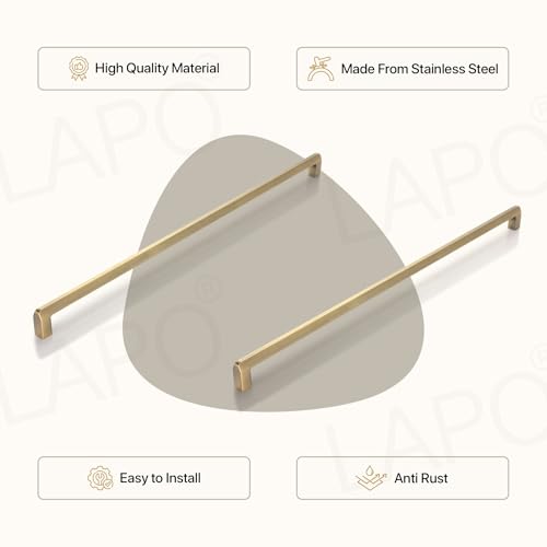 Image of LAPO 36 Inch Stainless Steel Handles for Home, Designed for Cupboard and Office Furniture, Balanced Pull Grip, Rust Resistant Surface, Hole to Hole Size 90 cm, Quick Fit (900mm, Antique, Pack of 6)