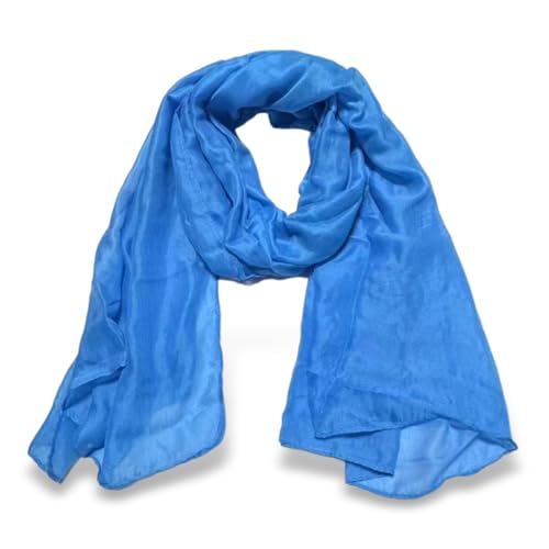 guiyal Cotton Linen Blend Fashion Scarf, travel scarf，Soft Breathable Fabric, Multiple Colors，Large 70x30 inches,Lake blue