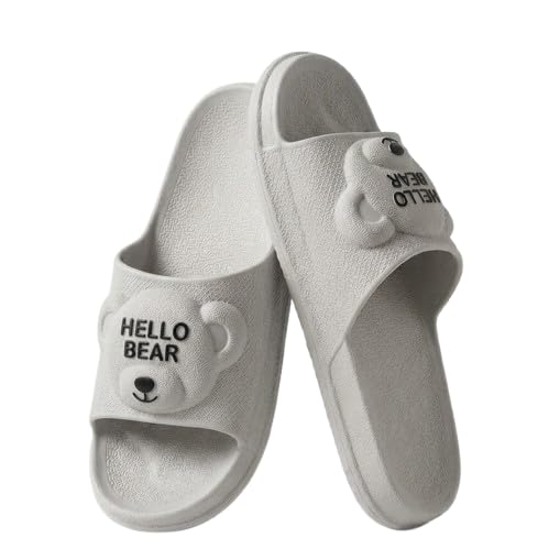 Image of Cute Hello Bear Slip-On Slides For Women | Lightweight Waterproof EVA Material | Stylish Flip Flops For Girls | Stylish Slides For Daily Wear, Lounge, Casual & Everyday Wear