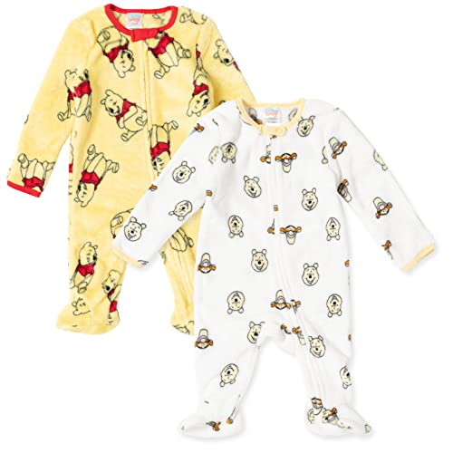 Image of Disney Winnie the Pooh Tigger Winnie the Pooh Baby Fleece 2 Pack Zip Up Coveralls Newborn