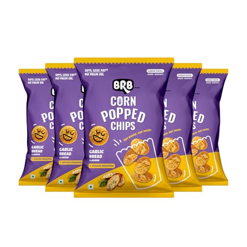 Image of BRB Corn Popped Chips | Popcorn & Nachos Upgraded | Not Baked. Not Fired. | Garlic Bread Flavour | 5 Packs X 48 Grams