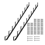 DIYHD Outdoor Steel Stair Riser 9 Steps Black Stair Stringer for Deck Height 73in,Powder Coated Black,MAX Load Capacity:500lbs,2pcs