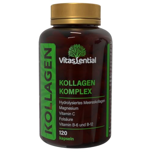 Marine Kollagen-Komplex - Kollagenhydrolysat Peptide mit Vitamin C,B6,B9,B12 - Fisch Collagen Präparate für Knieschmerzen, Gelenkschmerzen, Arthrose, Bindegewebe, Haarwachstum, Beauty - 120 Kapseln Marine Kollagen-Komplex - Kollagenhydrolysat Peptide mit Vitamin C,B6,B9,B12 - Fisch Collagen Präparate für Knieschmerzen, Gelenkschmerzen, Arthrose, Bindegewebe, Haarwachstum, Beauty - 120 Kapseln