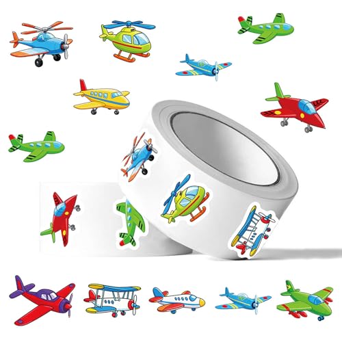 500 Pcs Retro Airplane Stickers Roll - Waterproof Vinyl Stickers for Journal, Scrapbooking, Laptop, Luggage | Vintage Aviation Decals