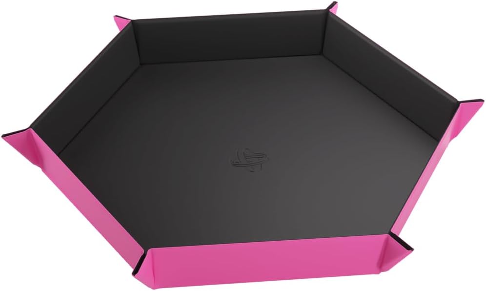 Magnetic Dice Tray - Take Control of Your Roll! Compact and Versatile Dice Tray for Tabletop Games and Board Games, Hexagonal Shape, Black/Pink Color, Made by Gamegenic
