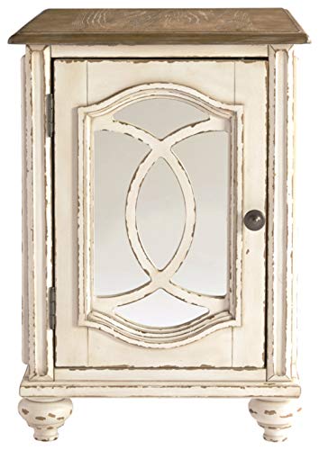 Signature Design By Ashley Realyn French Country Two-Tone Tv Stand, Fits Tvs Up To 60", White & Rustic Brown & Realyn Farmhouse Chair Side End Table With Cabinet For Storage, Antique White & Brown #TOP6
