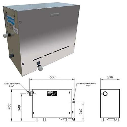 SODRAMAR Gerador de Vapor Steam Universal Inox Sauna 9,0Kw c/Quadro Digital