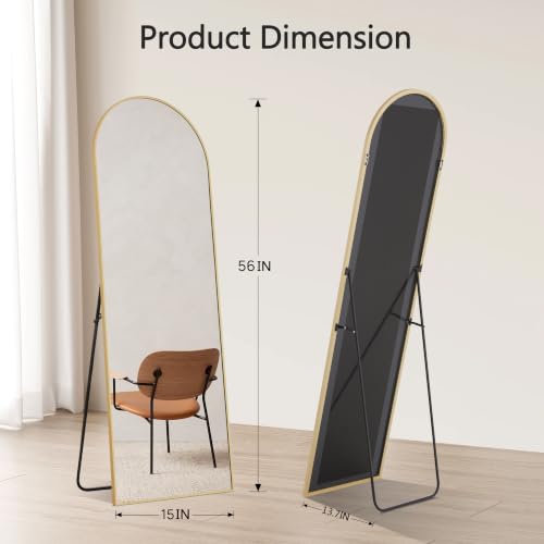 Image of Full Length Mirror, 15 inchx56 inch Arched Standing Full Body Mirror with Stand