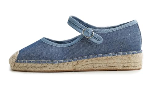 FEVERSOLE Close Toe Espadrilles Women's Comfort Breathable Ankle Strap Low Heel Wedge4