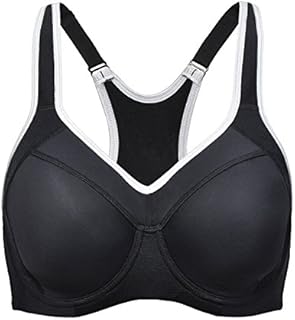 SYROKAN Women's Full Support High Impact Racerback Lightly Lined Underwire Sports Bra Black 36DD
