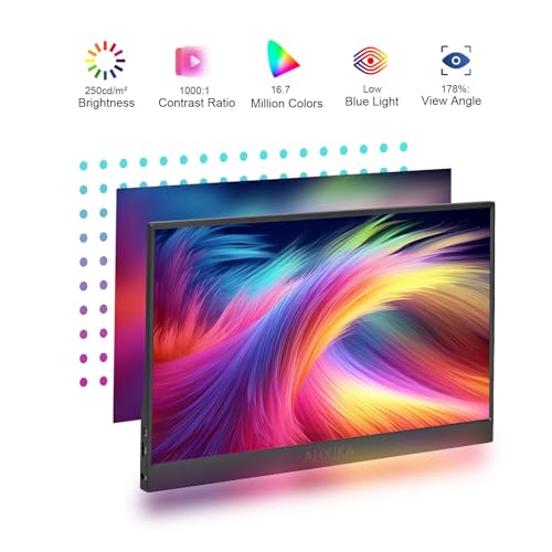 Image of QQU 14 inch Portable Touchscreen Monitor, 1920 x 1200 IPS /HDR Ultra-Slim Travel Display with VESA Mount & Smart Cover, Kickstand & Speakers, HDMI USB-C External Monitor for Laptop, PC,Phone, Tablet, PS4 /5