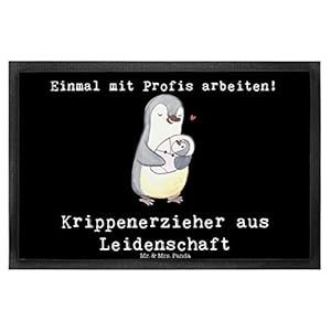 Mr. & Mrs. Panda 40 x 60 Fußmatte Krippenerzieher aus Leidenschaft – Geschenk, Abschied, Türvorleger, Eröffnung…