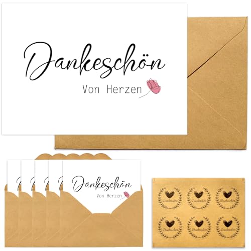 RFBEUTEL 6 Stück Dankeskarten Dankeschön Karte,Kraftpapier-Kuvert,moderne Faltkarte Aufkleber Grußkarte mit Umschläge für Lehrerin Kollegen Geburtstag Hochzeit etc. RFBEUTEL 6 Stück Dankeskarten Dankeschön Karte,Kraftpapier-Kuvert,moderne Faltkarte Aufkleber Grußkarte mit Umschläge für Lehrerin Kollegen Geburtstag Hochzeit etc.
