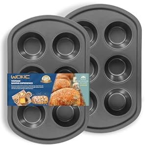 Nonstick Muffin Pan,6-Cup Cupcake Pans Professional Ultrathick Muffin Baking Pan, Muffin Tin Tray, Dishwasher Safe, and Heavy Duty (Black)
