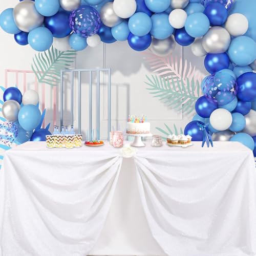 Image of B-COOL 50x80 Inch White Rectangle Sequin Tablecloth Sequins Fabric Sparkly Fabric for Wedding or Banquet Use