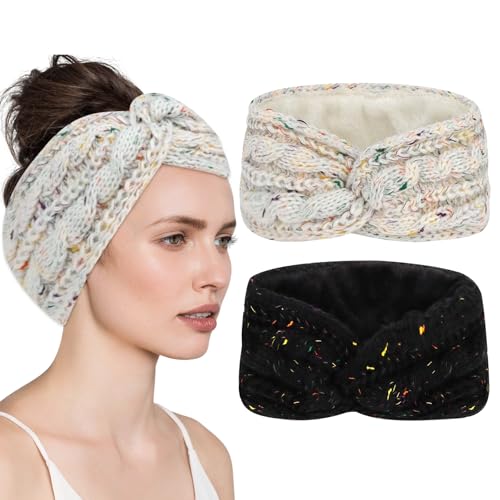 Fasce per Capelli donna Annodato Fascia 2PC Fascia per Capelli Lavorata a Maglia Calda da Donna Fasce per Capelli Tessuto di Lana Turbante Fascia da donna Invernale Accessori Cerchietti per Donnas (D)