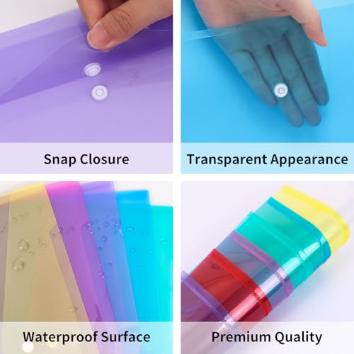 EOOUT 14pcs Plastic Envelopes, Plastic Folders for Documents, Poly Folders with Snap Closure, A4 Size, Letter Size, for School and Office Supplies by EOOUT - Image 4