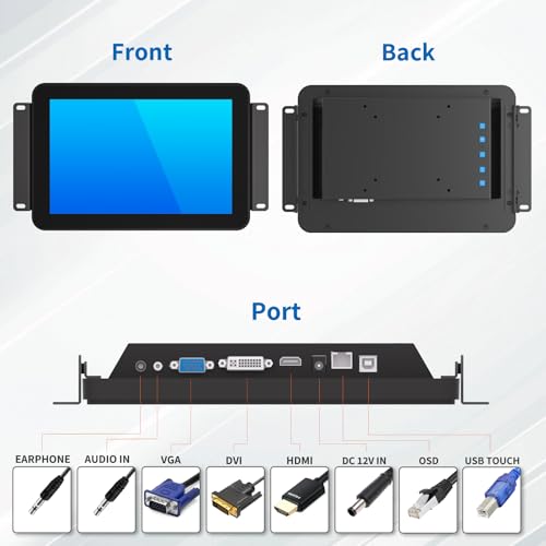 Image of 10.1 Inch Open Frame Touch Monitor, PCAP 10-Point Touch Industrial Touchscreen Monitor, with HDMI /VGA /DVI Interface, Active Matrix TFT LCD,LED Backlight, with VESA Mount