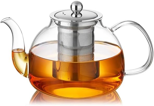 40oz 1200ml glass teapot with infuser stovetop safe clear glass tea pot kettle borosilicate tea pot with infusers filter for loose tea tea kettle dishwasher safe