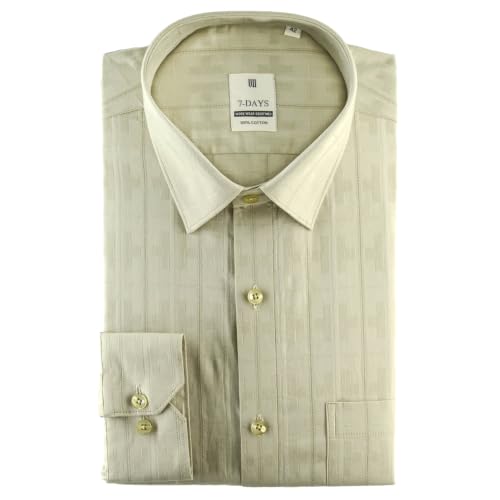 Image of 7-DAYS Men's Premium Formal Shirts - Regular Fit, Full Sleeve, 100% Pure Cotton, Self-Design, with Pocket - Stylish Office Shirts for Men