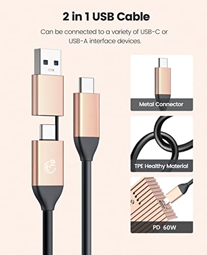 Image of ORICO Upgraded Aluminum USB C to M.2 SATA SSD Enclosure 6Gbps USB3.2 /3.1 Gen1 USB-C External SSD Adapter,Support UASP Trim only for M2 SATA 2230 /2242 /2260 /2280 SSD with B Key /B+M Key- M221-Golden