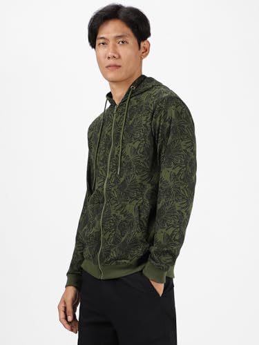 Image of Urbano Fashion Men's Cotton Regular Fit Printed Full Sleeve Casual Hooded Winterwear Sweatshirt
