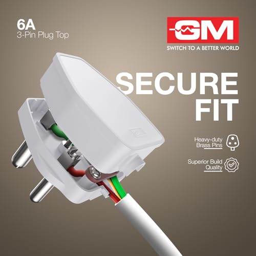 Image of GM G‑Home 8201 - 6 A 3‑Pin Plug Top Adapter with LED Indicator - Heavy-Duty & Stylish