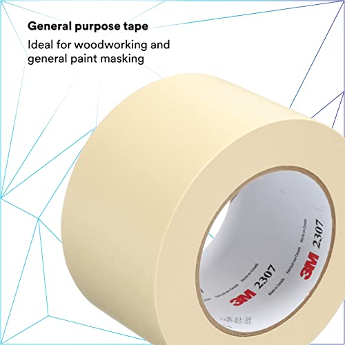 Image of 3M Masking Tape 2307, Tan Color, General Purpose, Rubber Adhesive, Crepe-Paper Backing, 72 mm x 55 m, 5.2 mil, 12 /Case