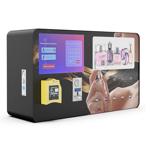 Image of Perfume Vending Machine Coin Operated & Credit Card Payment, Touch Screen Fragrance Dispenser with Automatic Spray Nozzle & Push Button - Commercial Scent Machine for Hotels,Malls,nightclub,Restrooms