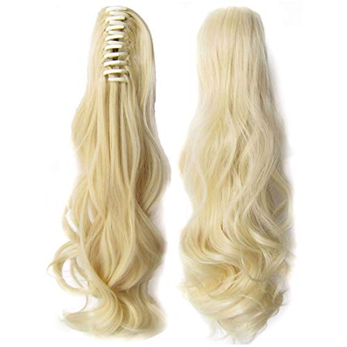 Beauty Wig World 20 Inch Curly Synthetic Clip in Claw Ponytail Hair Extension Synthetic Hairpiece Jaw Clip Claw in-Blonde#613