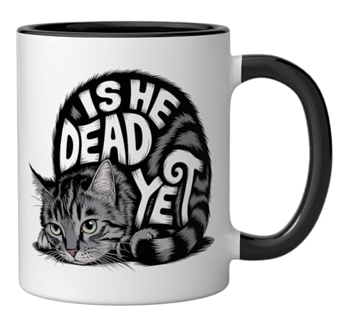 Taza cerámica con diseño vintage de gato humor oscuro 11 oz miniatura 2
