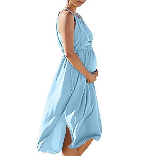 Preisvergleich Produktbild Aberimy Stillkeid Umstandskleid Still Kleid Schwangerschafts Kleid Still-Nachthemd Stillen Kleid Frauen Damen Kleid Sommer Damen Kleider Mit Ärmellos Chiffon Solide Weste Sexy Casual Mode Schärpen