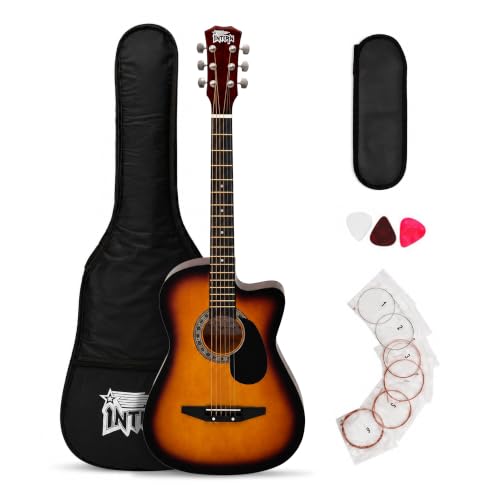 Image of Intern Right hand Cutaway Design Acoustic Guitar Kit, With Bag, Strings, Pick, Strap.(Sun Burst) (3TS, 38-INCH)