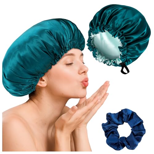 Hair Bonnet for Sleeping Double Layer Sleep Cap Adjustable Tie Band