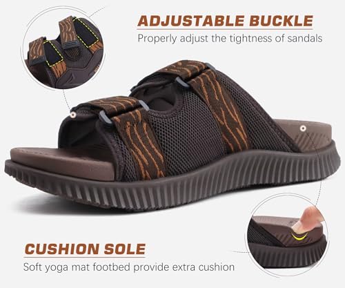 Image of KuaiLu Mens Orthotic Sandals Athletic Thick Cushion Recovery Sport Slides Adjustable Strap Open Toe Walking Sandles With Comfortable Plantar Fasciitis Arch Support