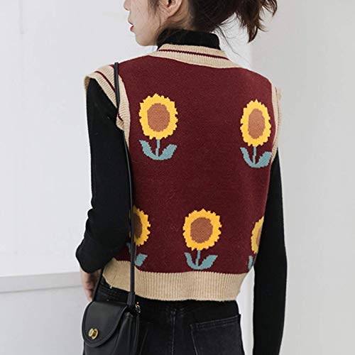 Image of Women's Sweater Vest,Y2K Sleeveless Pattern Preppy Style Knitted Crop Tank Top for Girl